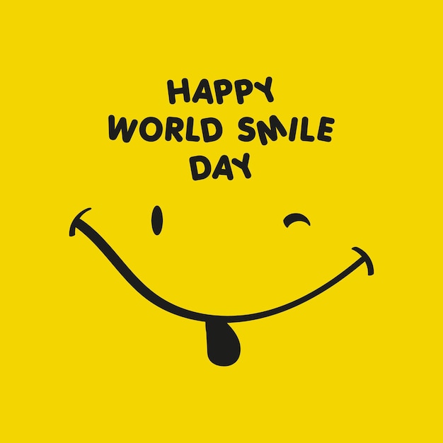 World Smile Day Schriftzug mit gelbem, einfachem Hintergrund