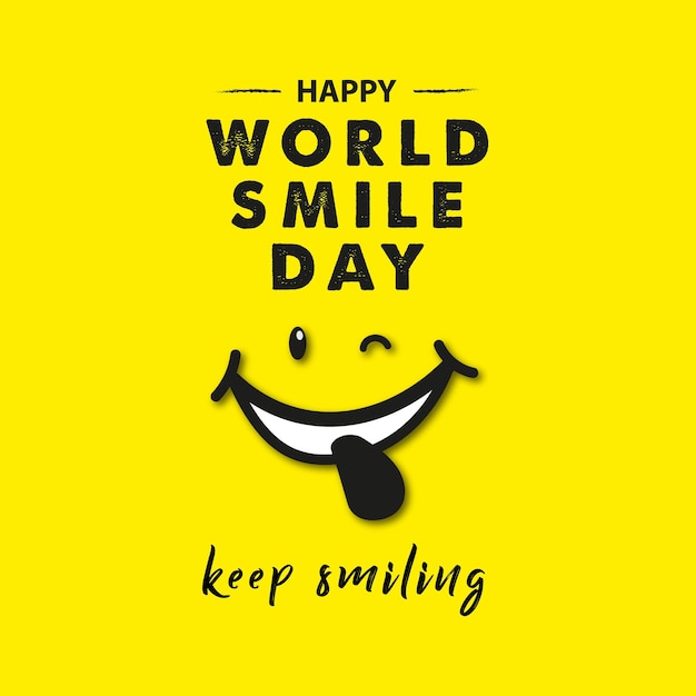 World smile day schriftzug mit gelbem hintergrund des lächelns
