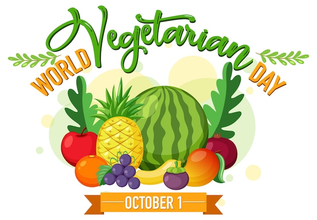 Vektor world vegetarian day logo mit gemüse und obst