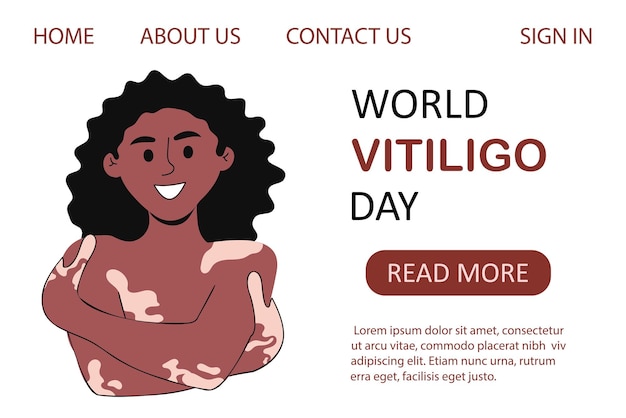 World vitiligo day landing page template vector illustration