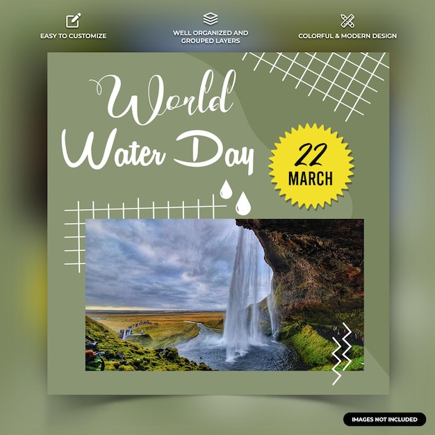 World Water Day Instagram Social Media Post Web Banner Vorlage Vektor Premium