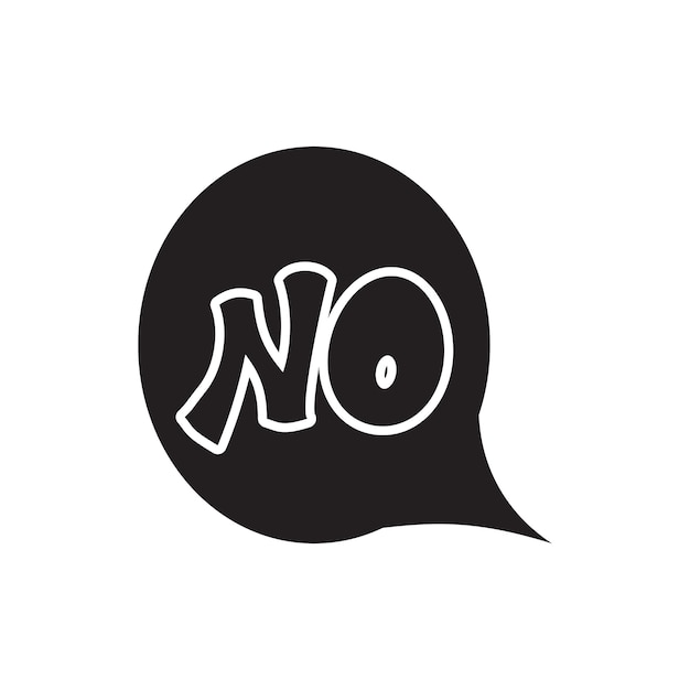 Vektor wort „nein“ in sprechblase im einfachen stil isoliert auf weißem hintergrund klicken sie auf das symbol „auswahl“.