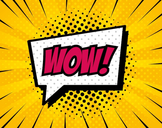 Wow Ausdruck in Sprechblasen-Pop-Art-Stil