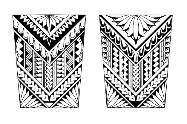 Wrap-around-arm polynesisches tattoo-set-design muster eingeborener samoanischer illustration eps10