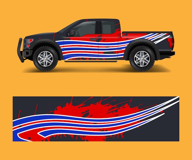 Wrap-grafikdesign-vektor für geländewagen abstrakter sportlicher und abenteuerlicher rennhintergrund vollständiger vektor eps 10