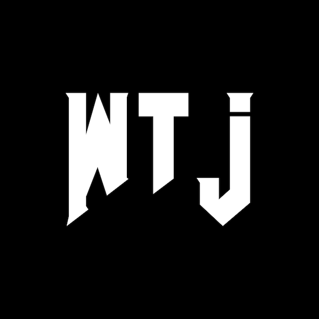 WTJ Buchstaben-Logo-Design für das Technologieunternehmen WTJ Logo-Design schwarz-weiße Farbkombination WTJ-Logo WTJ Vektor WTJ Design WTJ Ikonen WTJ Alphabet WTJ Typografie Logo-Design