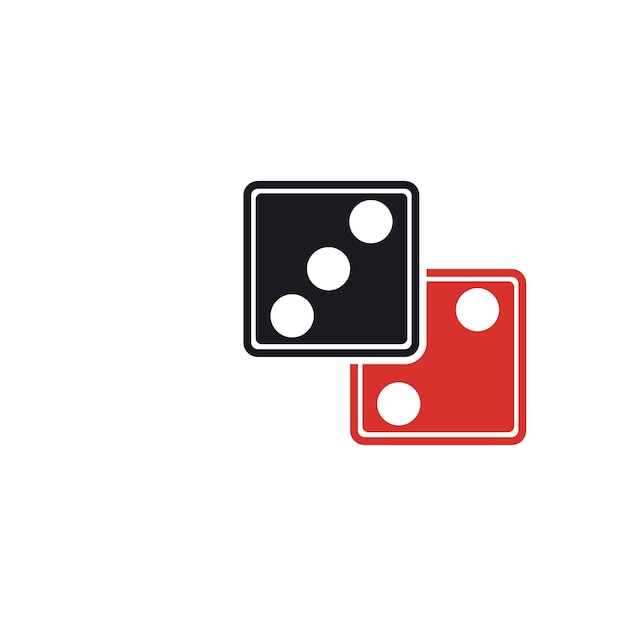 Würfel-schild-symbol casino-spiel-symbol flaches würfel-symbol runder knopf mit flachem spiel-symbol vektor