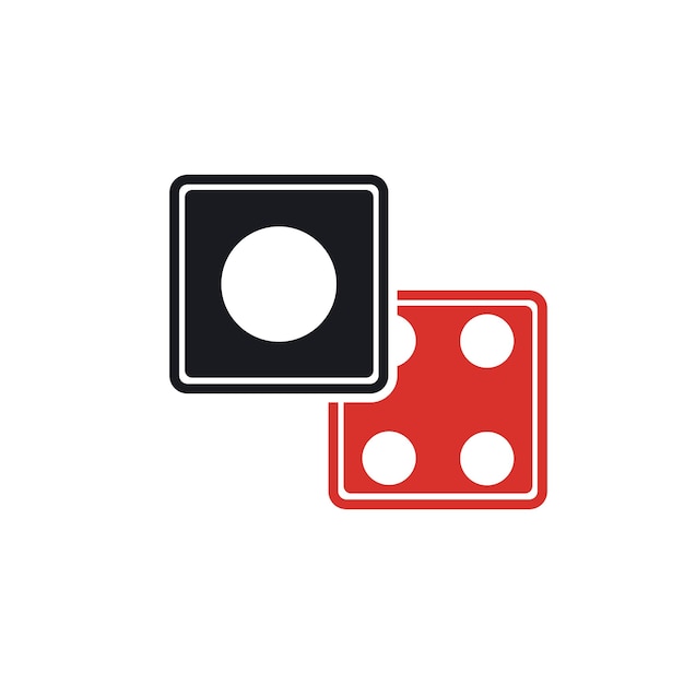 Würfel-Schild-Symbol Casino-Spiel-Symbol Flaches Würfel-Symbol Runder Knopf mit flachem Spiel-Symbol Vektor