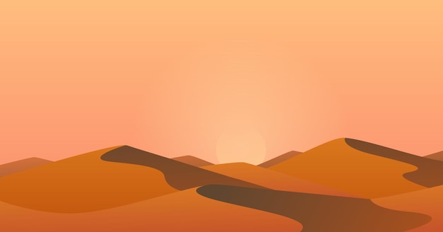 Wüstenlandschaft mit Sonnenaufgang, Sanddünen und Morgenhimmel