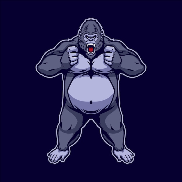 Wütende gorilla-maskottchen-karikatur-illustration