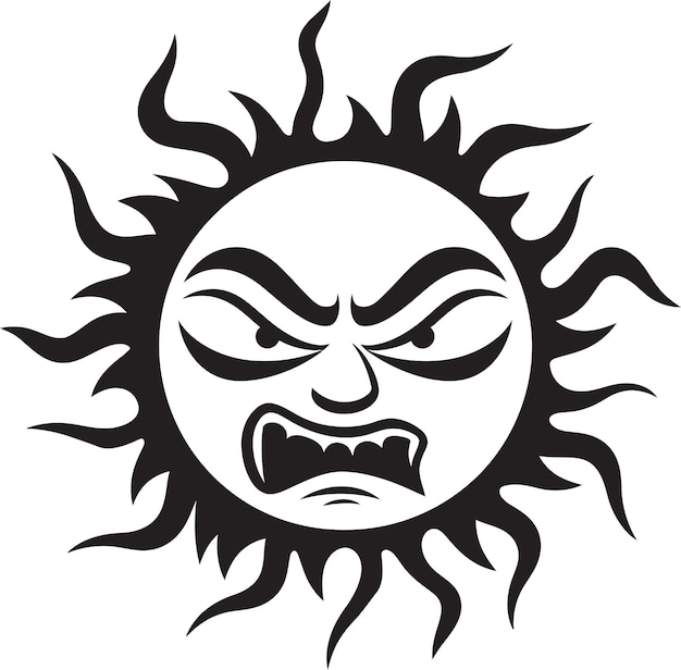 Vektor wütende inferno schwarze sonne wut wut sonnenfinsternis wütende sonne emblem