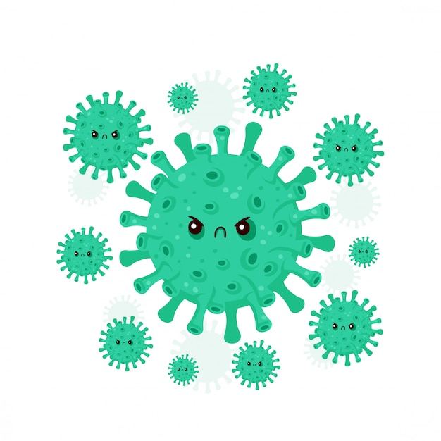 Wütende schlechte coronavirus-infektion, mikrobakterien.