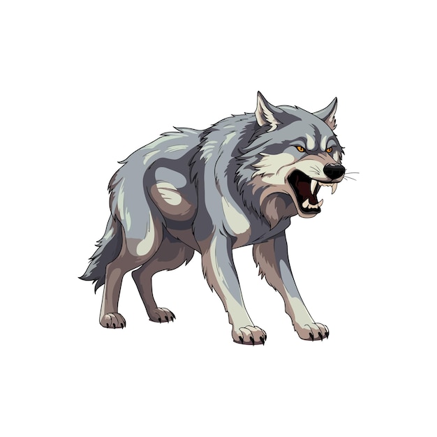 Vektor wütender wolf, tierillustrationsvektor