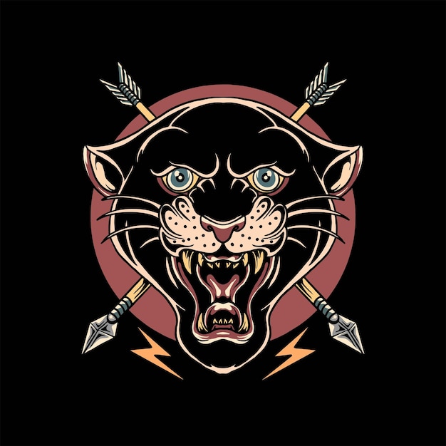 Wütendes panther-tätowierungsvektordesign