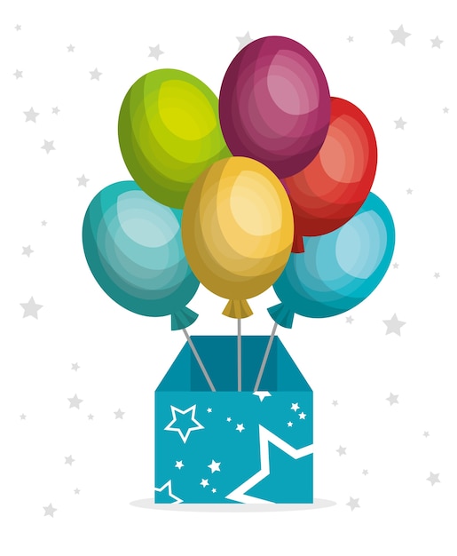 Wunderkasten mit Ballonvektor-Illustrationsdesign