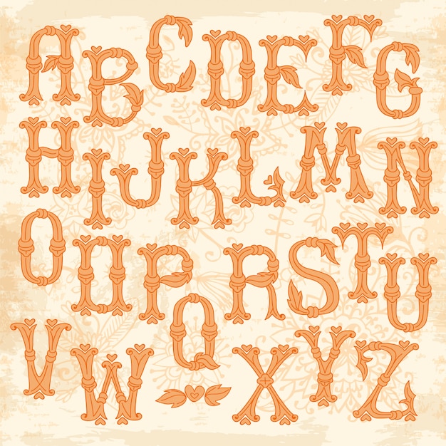 Wunderliche hand gezeichnete alphabet-buchstaben