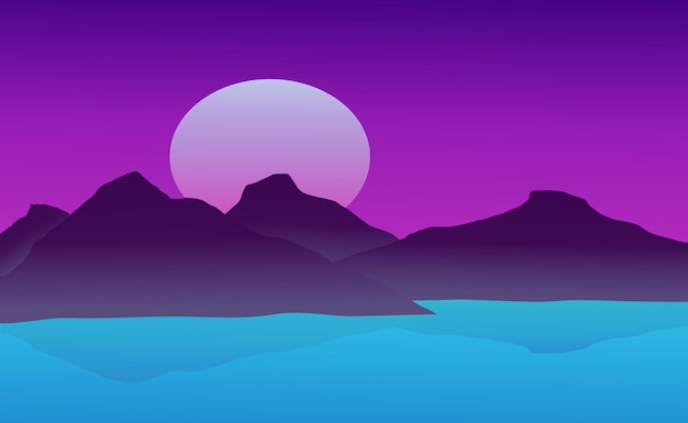 Wunderschön am Meer bei Nacht. Vektor-Illustration