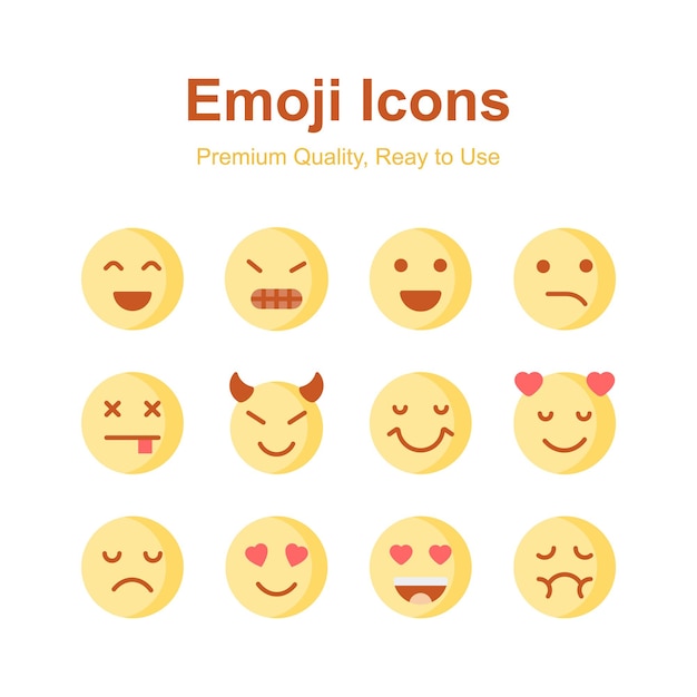 Wunderschön entworfene Emoji-Symbole, die bereit sind, in Websites und mobilen Apps verwendet zu werden