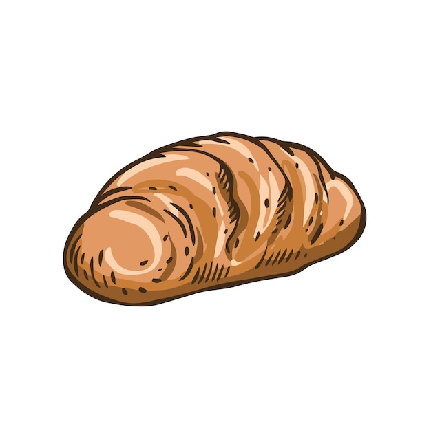 Wunderschön illustrierte Darstellung eines frisch gebackenen Handwerksbrotes, das charakteristisch gefertigt ist