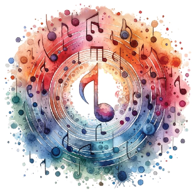 Wunderschöne abstrakte aquarelle musik symbole illustration