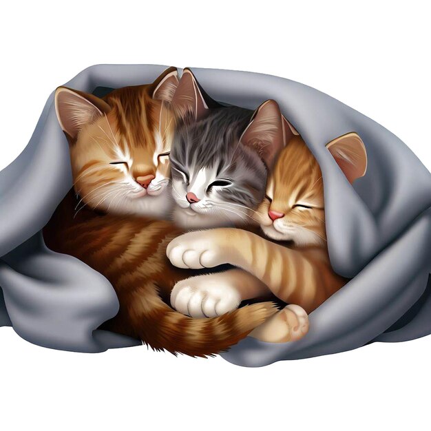 Wunderschönes Porträt einer Katze, Babygruppe, Ai-Vektorgrafik, digitale Illustration