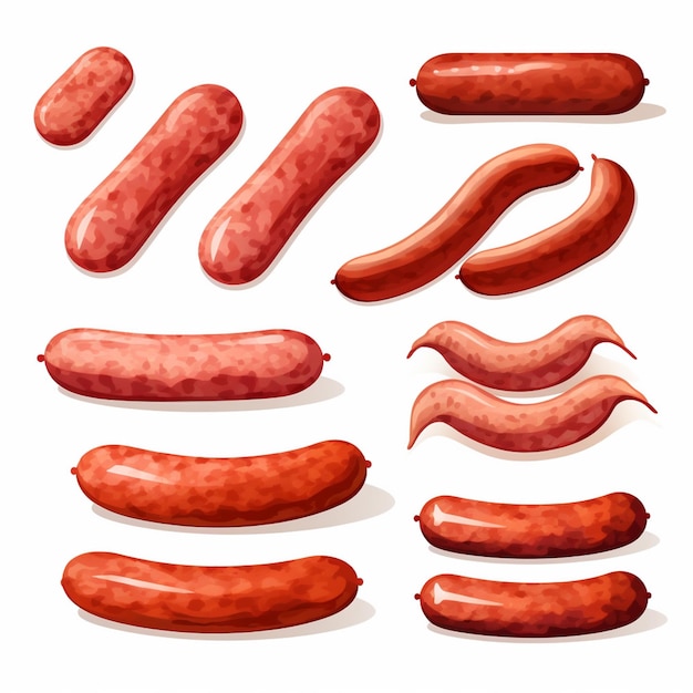 Wurst Fleisch Vektor Essen Illustration Schweinefleisch Barbecue Design Symbol Grafik Mahlzeit Hintergrund