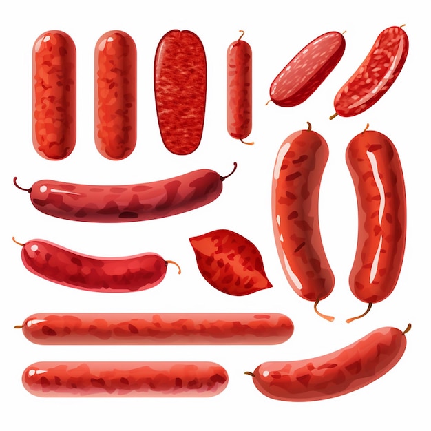 Wurst Fleisch Vektor Essen Illustration Schweinefleisch Barbecue Design Symbol Grafik Mahlzeit Hintergrund