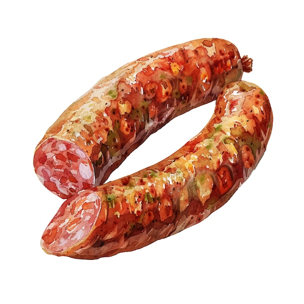 Wurst-Vektor-Illustration im Aquarell-Stil