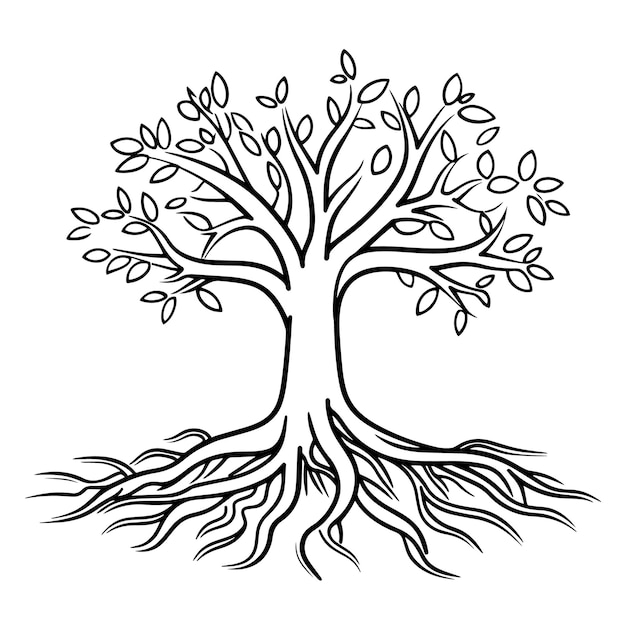 Wurzel des Baumumriss-Symbols im Vektorformat für botanische Entwürfe
