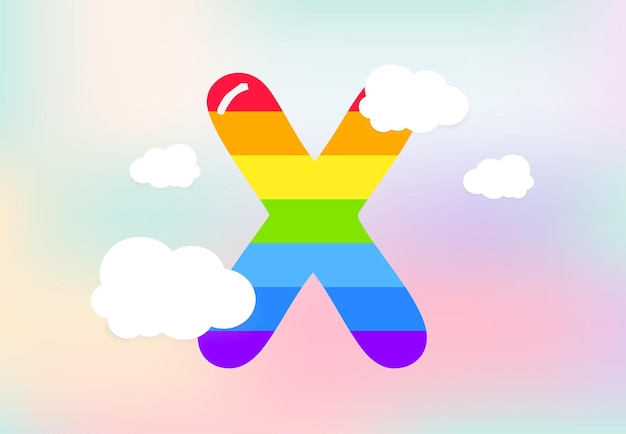 X-Buchstaben-Regenbogenmuster entwerfen abstrakte Regenbogenbuchstaben für Kinder lieben Familien- und Schulkonzept