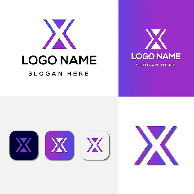 X letzteres logo-template-design premium-vektor