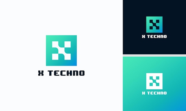 X tech logo entwirft konzeptvektor, pixel x-vorlage für anfängliche logodesigns