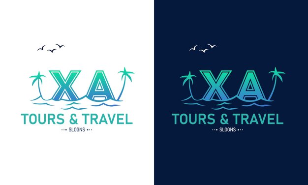 XAX Creative Travel Logo Design Initial Summer Travel Logo Icon Vector (Ikonenvektor für die ursprüngliche Sommerreise)