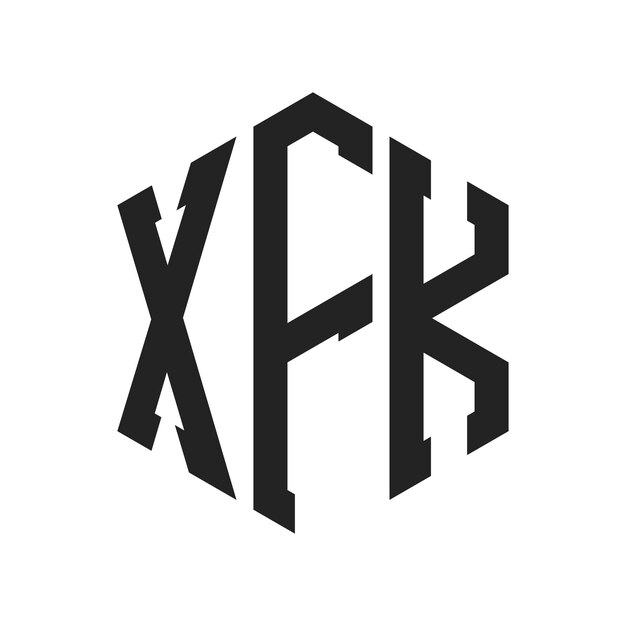 XFK-Logo-Design Anfangsbuchstaben XFK-Monogramm-Logo in sechseckiger Form