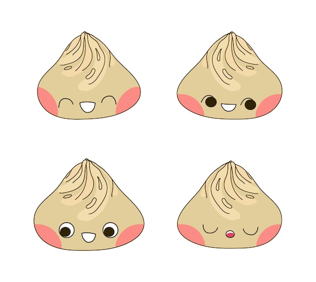 Xiao Long Bao-Satz von Knödelcharakteren, Vektorgrafik