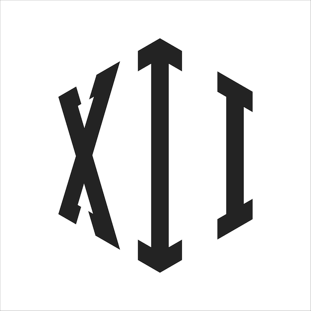XII Logo Design Initial Letter XII Monogram Logo mit sechseckiger Form