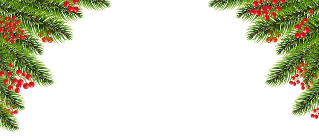 Xmas Border Garland mit Holly Berry Weißer Hintergrund mit Verlaufsgitter
