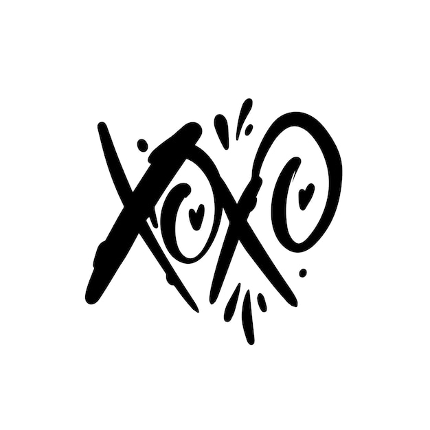 Vektor xoxo-zeichen-kuss-doodle-element moderne pinselschrift