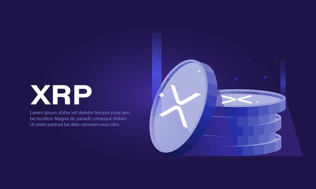 Xrp-kryptowährungsbanner auf violettem hintergrund virtuelles kryptowährungskonzept