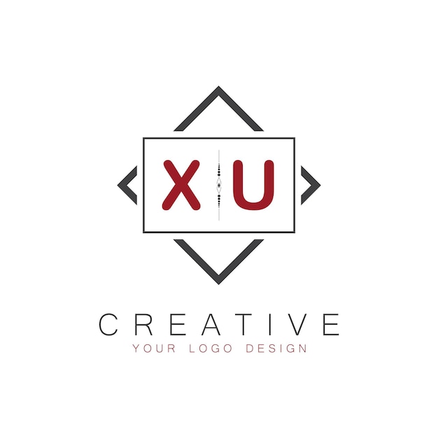 XU-Initial-Monogramm-Logo mit kreativem quadratischem Design