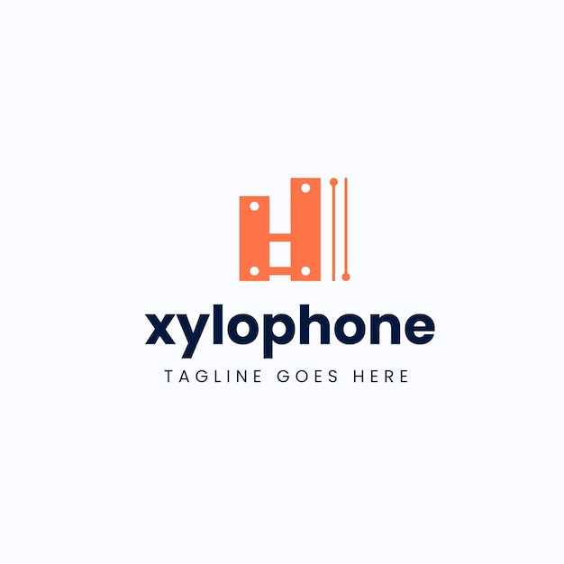 Vektor xylophon-logo-design modernes musik-logo xylophon-firmenlogo-design h-buchstabe-musik-logo-design