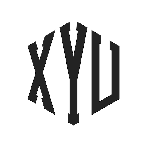XYU Logo Design Initial Letter XYU Monogram Logo mit Hexagonform