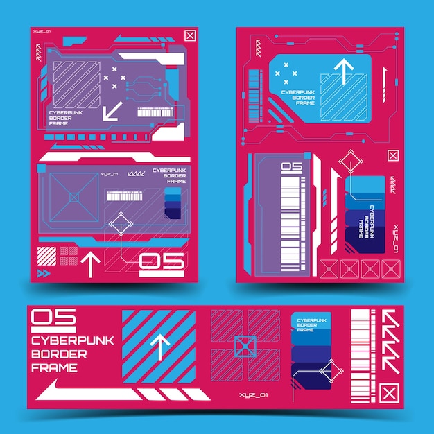 Y2K 2000er Jahre Sci-Fi Cyberpunk Retrofuturistische Layout-Vorlage Set Dashboard für uxui Anwendung 2D-Vektor-Illustration