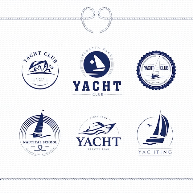 Yachtclub-logo-design-sammlungsvektorillustration.