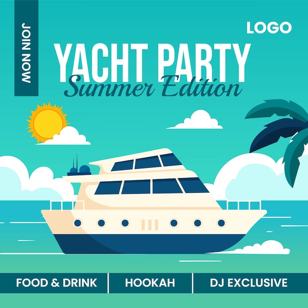Yachts Party Social Media Illustration flache Zeichentrickfilm Handgezeichneten Vorlagen Hintergrund