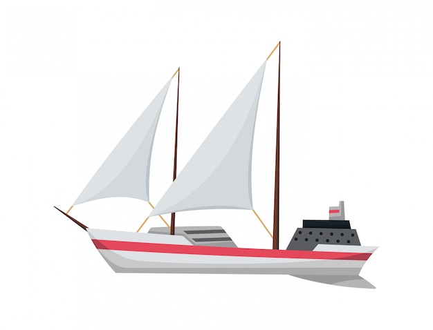 Yachtsegelboot oder segelschiff, segelboot marine. kreuzfahrtunternehmen. symbol