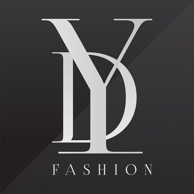YD-Logo, eleganter Luxus, schlichtes, glänzendes Schwarz-Weiß, geeignet für Markenmode und Luxus
