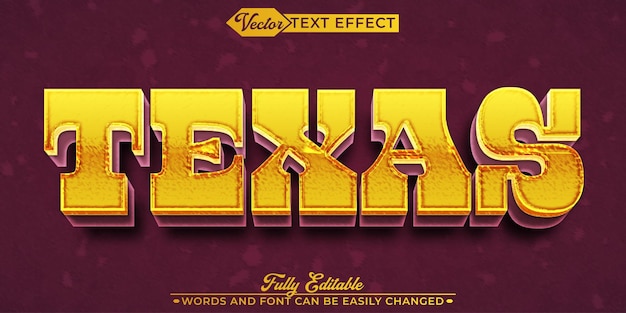 Yellow Cowboy Texas Vektorbearbeitbare Texteffektvorlage