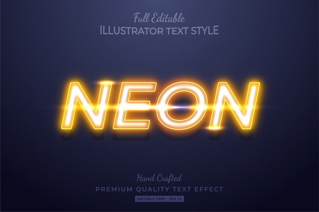 Yellow neon editable text style effekt premium