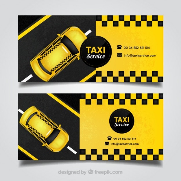 Vektor yellow taxi fahrerkarte